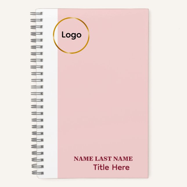 Carnet Ajouter un logo Simple Blush Rose  Nom Titre (Recto)