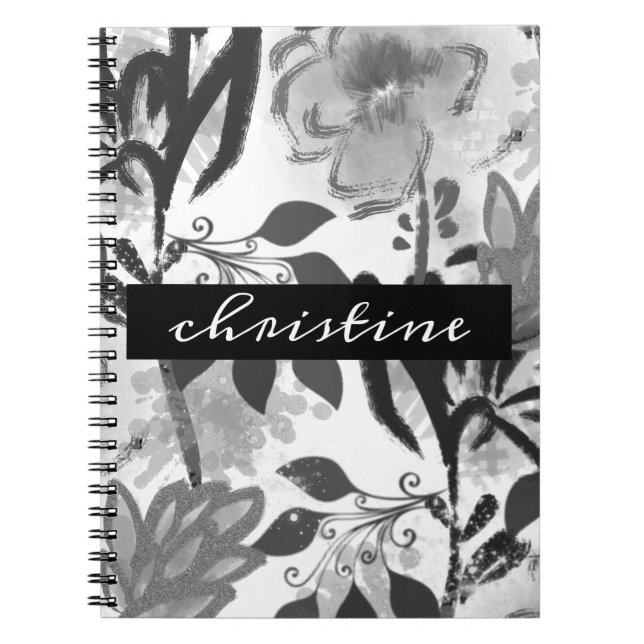Carnet Ajouter un nom de script | Motif floral botanique  (Devant)