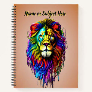 Carnet Ajouter un nom Texte, coloré Lion de la goutte de