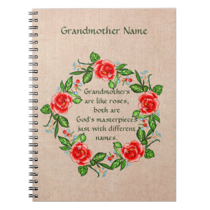 Carnet Ajouter un texte, grand-mères Comme Roses, grand-m