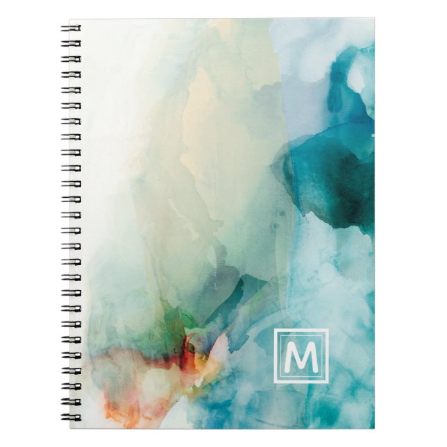 Carnet Ajouter votre initiale | Aversion - Aquarelle bleu (Devant)