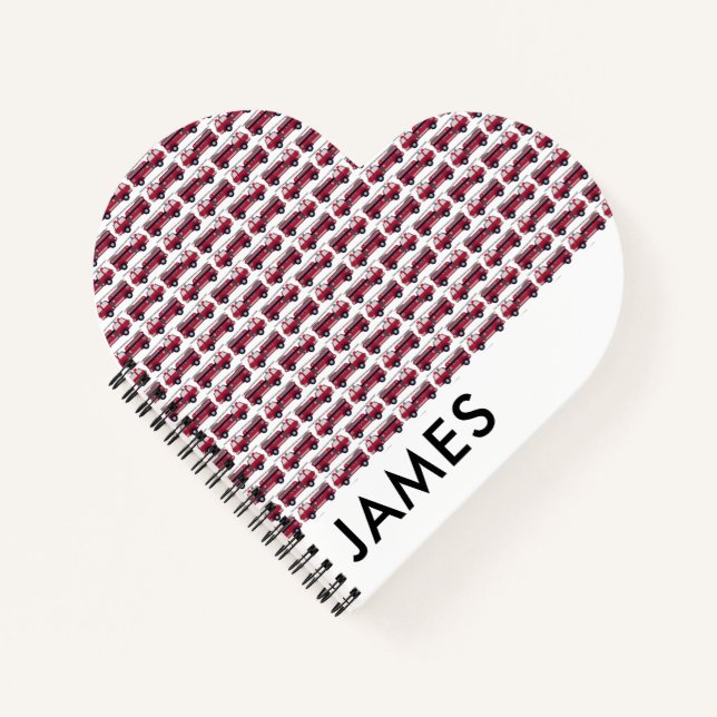 Carnet Ajouter votre nom Red Fire truck Personnalisé (Devant)