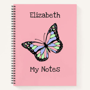 Carnet Ajouter votre texte   Beau papillon rose