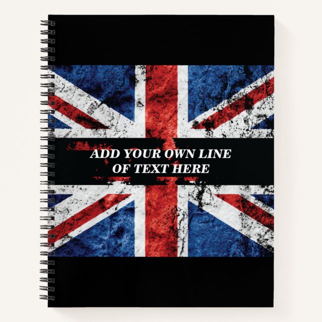 Carnet Ajouter votre texte sur le drapeau anglais Jeu d'o (Devant)