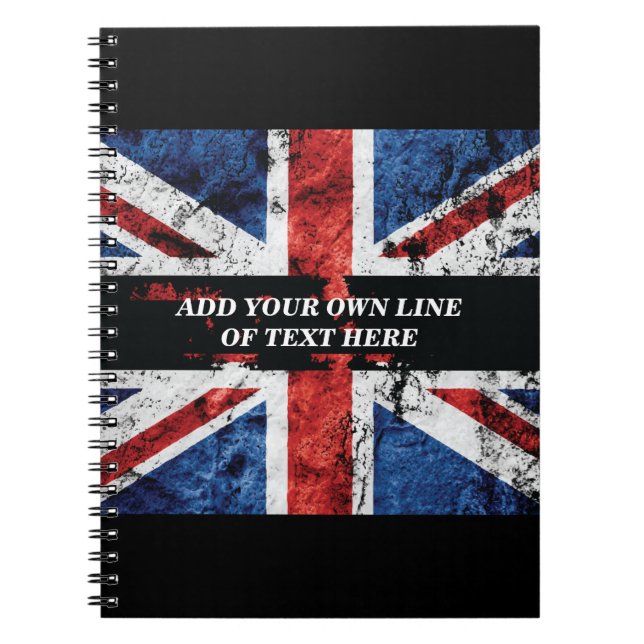Carnet Ajouter votre texte sur le drapeau anglais Jeu d'o (Devant)