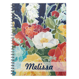 Carnet Ajoutez votre I floral de minuit nommé