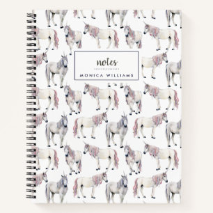 Carnet Ajoutez votre nom   Aquarelle Unicorne Fairy Tale