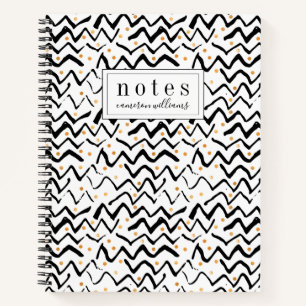 Carnet Ajoutez votre nom Brush et points noirs