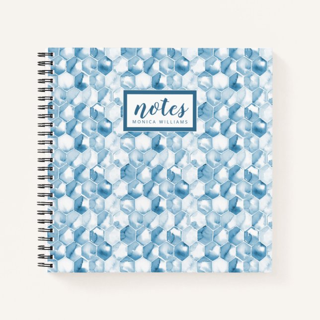 Carnet Ajoutez votre nom | Canotype Aquarelle bleu doux (Devant)