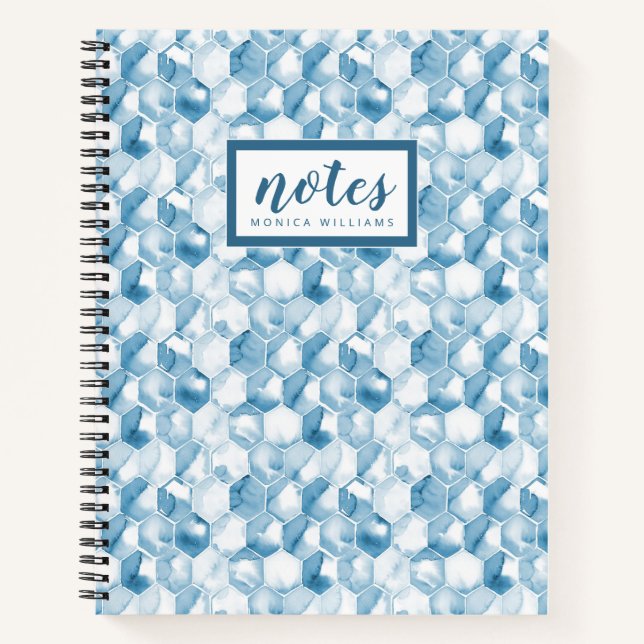 Carnet Ajoutez votre nom | Canotype Aquarelle bleu doux (Devant)