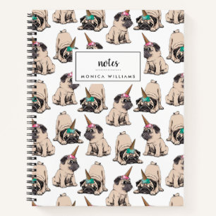 Carnet Ajoutez votre nom   Carlins à chiots   Unicorne e