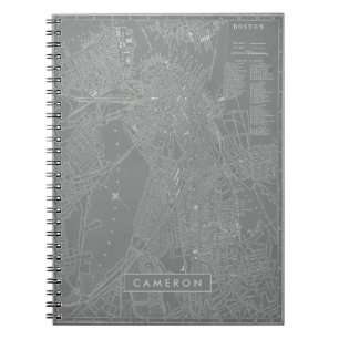Carnet Ajoutez votre nom Croquis de Boston City Map