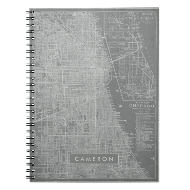 Carnet Ajoutez votre nom | Croquis de Chicago City Map (Devant)