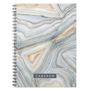 Carnet Ajoutez votre nom   Design abstrait en marbre gris