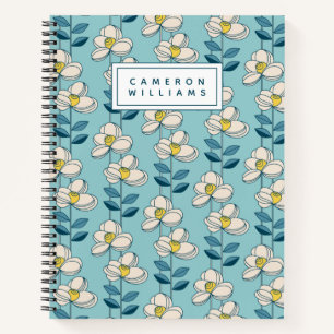 Carnet Ajoutez votre nom   Feuille florale moderne du mil
