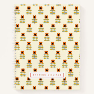 Carnet Ajoutez votre nom Floral orange scandinave