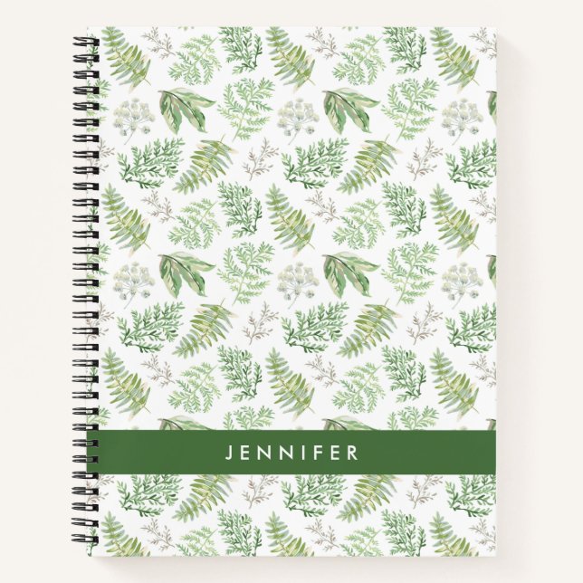 Carnet Ajoutez votre nom | Forest Greenery Motif (Devant)