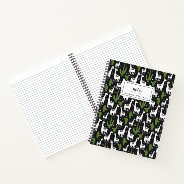 Carnet Ajoutez votre nom | Happy Llama Motif (Intérieur)
