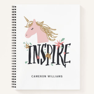 Carnet Ajoutez votre nom Inspirer Gold Mane Unicorn