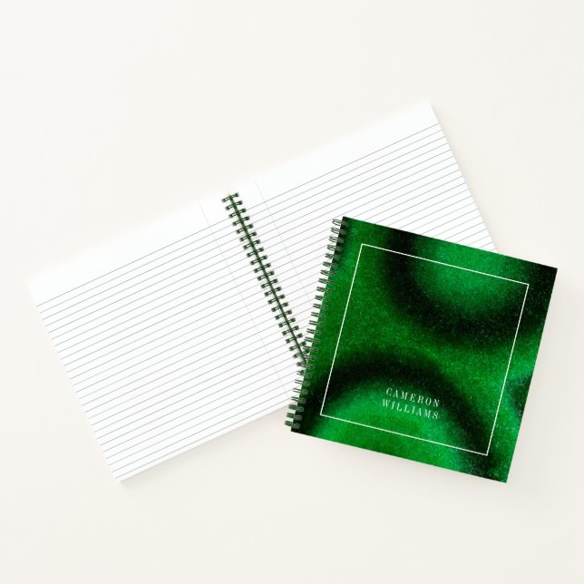 Carnet Ajoutez Votre Nom | Malachite Circulaire Verte (Intérieur)