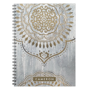 Carnet Ajoutez votre nom Mandala Gold Design