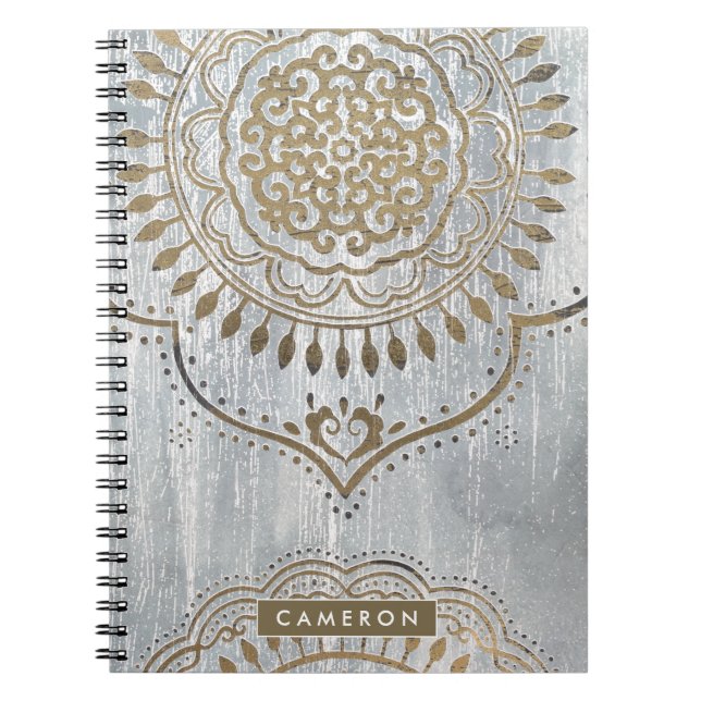 Carnet Ajoutez votre nom | Mandala Gold Design (Devant)