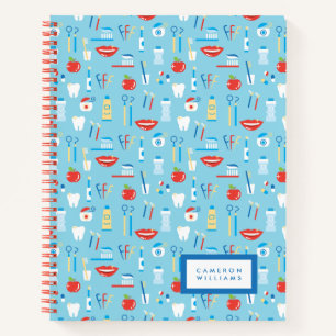Carnet Ajoutez votre nom Motif bleu dentaire