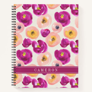 Carnet Ajoutez votre nom Motif botanique aquarelle
