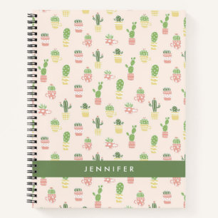 Carnet Ajoutez votre nom Motif Cactus mignon