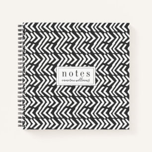Carnet Ajoutez votre nom   Motif Chevron à main noire