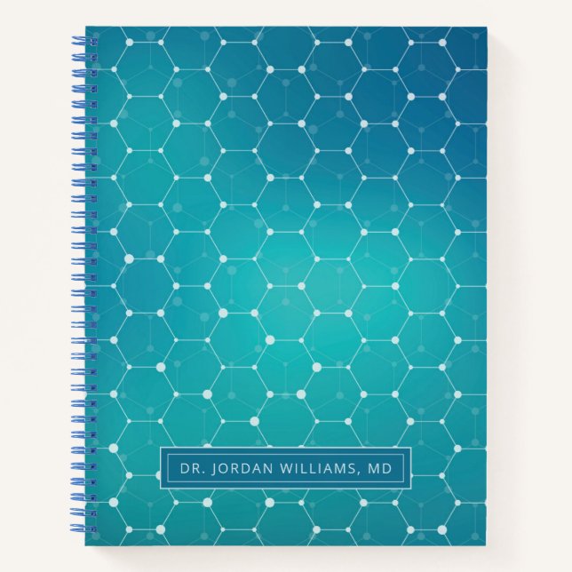 Carnet Ajoutez votre nom | Motif d'ADN Turquoise bleu (Devant)
