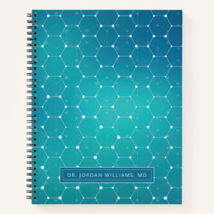 Carnet Ajoutez votre nom   Motif d'ADN Turquoise bleu
