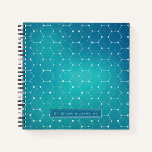 Carnet Ajoutez votre nom   Motif d'ADN Turquoise bleu