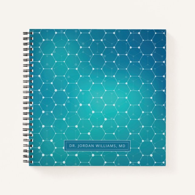 Carnet Ajoutez votre nom | Motif d'ADN Turquoise bleu (Devant)