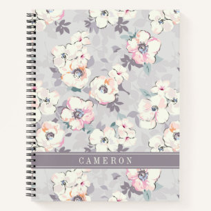 Carnet Ajoutez votre nom Motif d'aquarelle rose doux