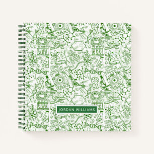 Carnet Ajoutez votre nom Motif de biologie verte