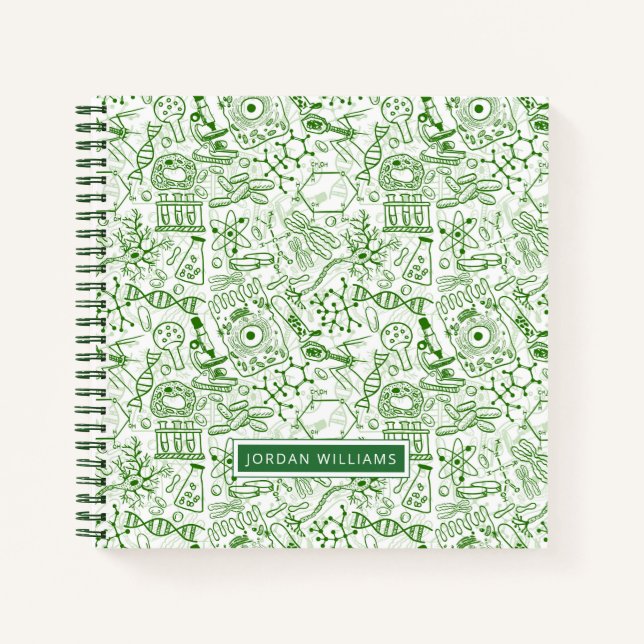 Carnet Ajoutez votre nom | Motif de biologie verte (Devant)