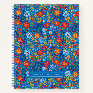 Carnet Ajoutez votre nom   Motif de broderie florale