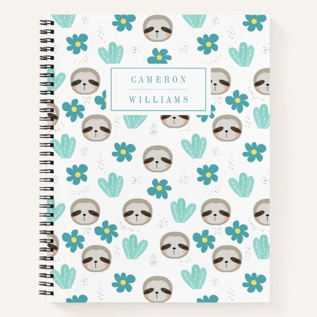 Carnet Ajoutez votre nom | Motif Floral Sweth Sloth (Devant)