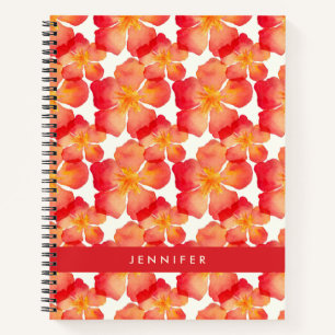 Carnet Ajoutez votre nom   Orange Oleander motif floral