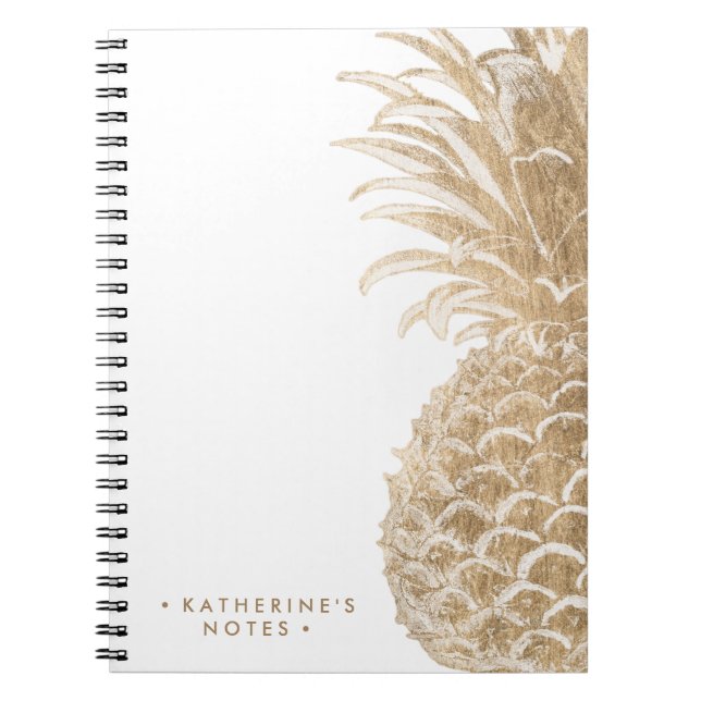 Carnet Ajoutez votre nom | Pinneapple Tropical Or (Devant)