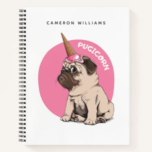 Carnet Ajoutez votre nom   Pugicorn