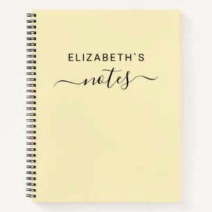Carnet Ajoutez votre nom   Simple Pastel Jaune