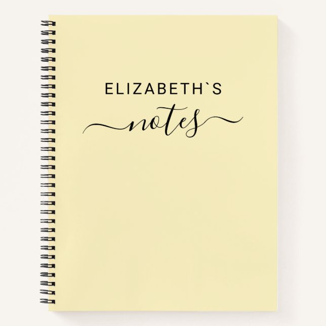 Carnet Ajoutez votre nom | Simple Pastel Jaune (Devant)