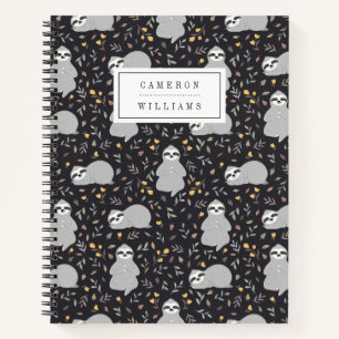 Carnet Ajoutez votre nom Tropical Baby Sloth Motif