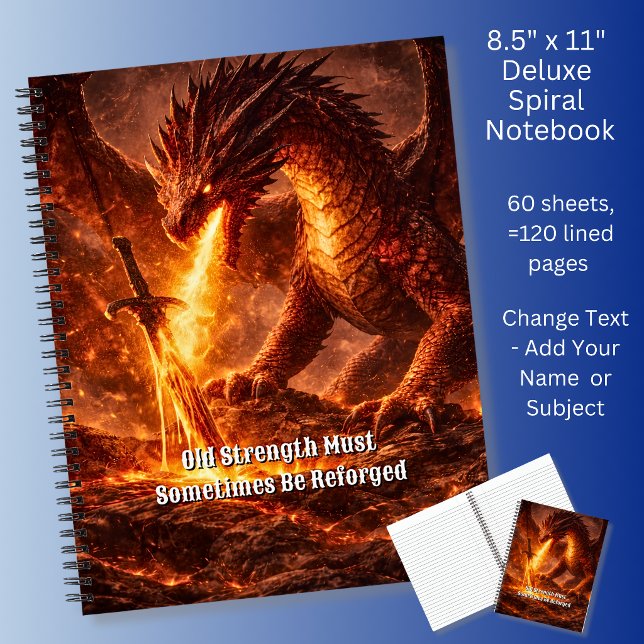 Carnet Ajoutez Votre Texte Nom Dragon de Feu avec Épée Ré (Créateur téléchargé)