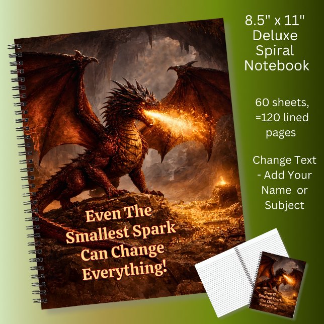 Carnet Ajoutez Votre Texte Nom Dragon de Feu Dans Son Rep (Créateur téléchargé)