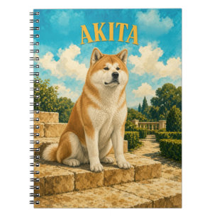 Carnet Akita, Art Chien à l'aquarelle vintage