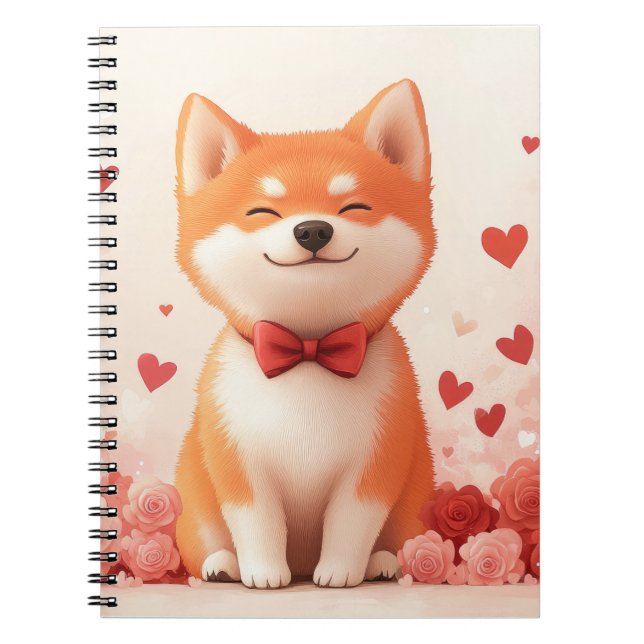 Carnet Akita avec des roses - Saint-Valentin  (Devant)