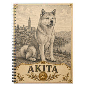 Carnet Akita, chien du patrimoine vintage